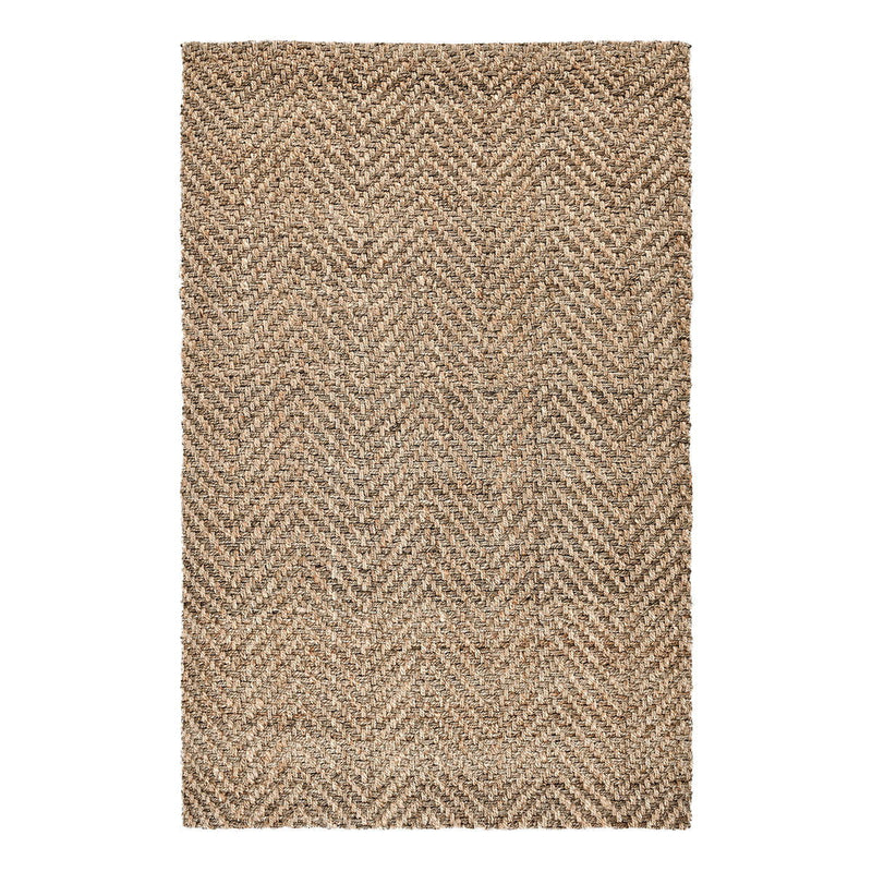 Jute herringbone rug in warm brown with dense woven chevron texture.
