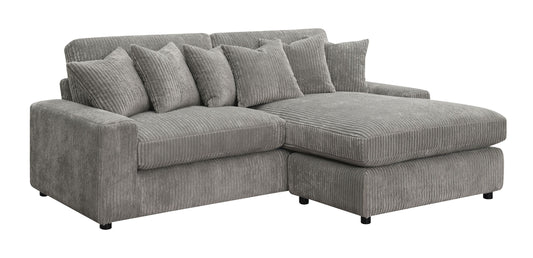 Tavia - Reversible Sectional Sofa With 6 Pillows - Gray