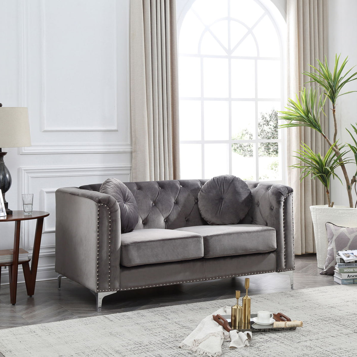 Stylish Sloped Arm Loveseat