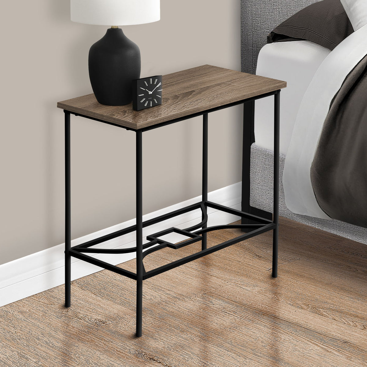 Accent Side Table, Narrow, Small, 2 Tier, Elegant Design