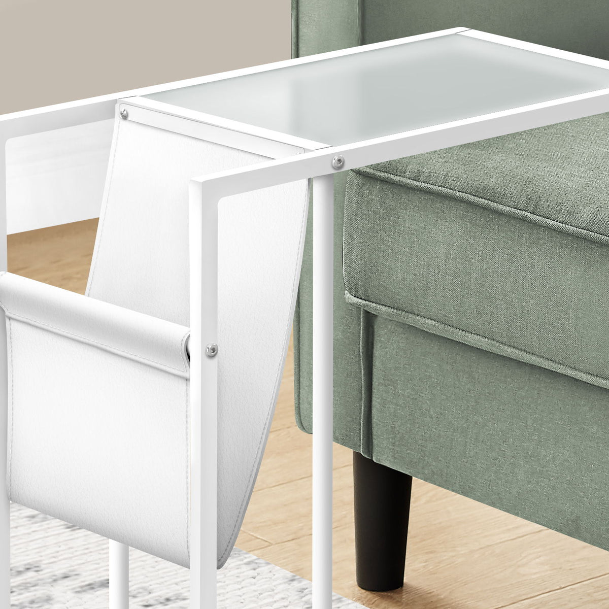 Accent Table, C - Shaped, Contemporary And Modern - White