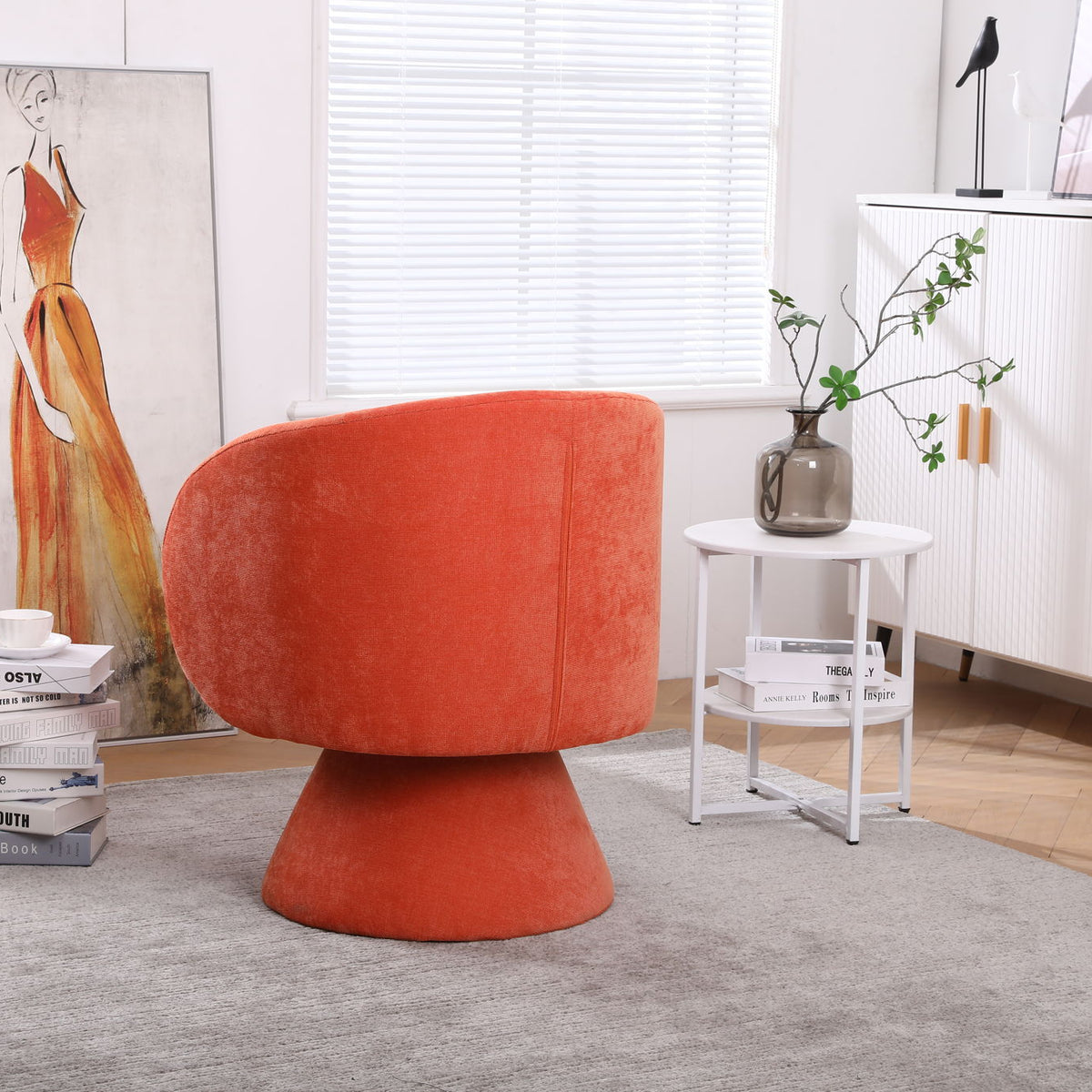 Swivel Accent Chair Armchair, Round Barrel Chair For Living Room Bedroom