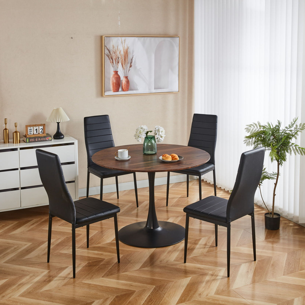 Tulip Table Mid-Century Dining Table With Round MDF Table Top, Pedestal Dining Table, End Table Leisure Coffee Table