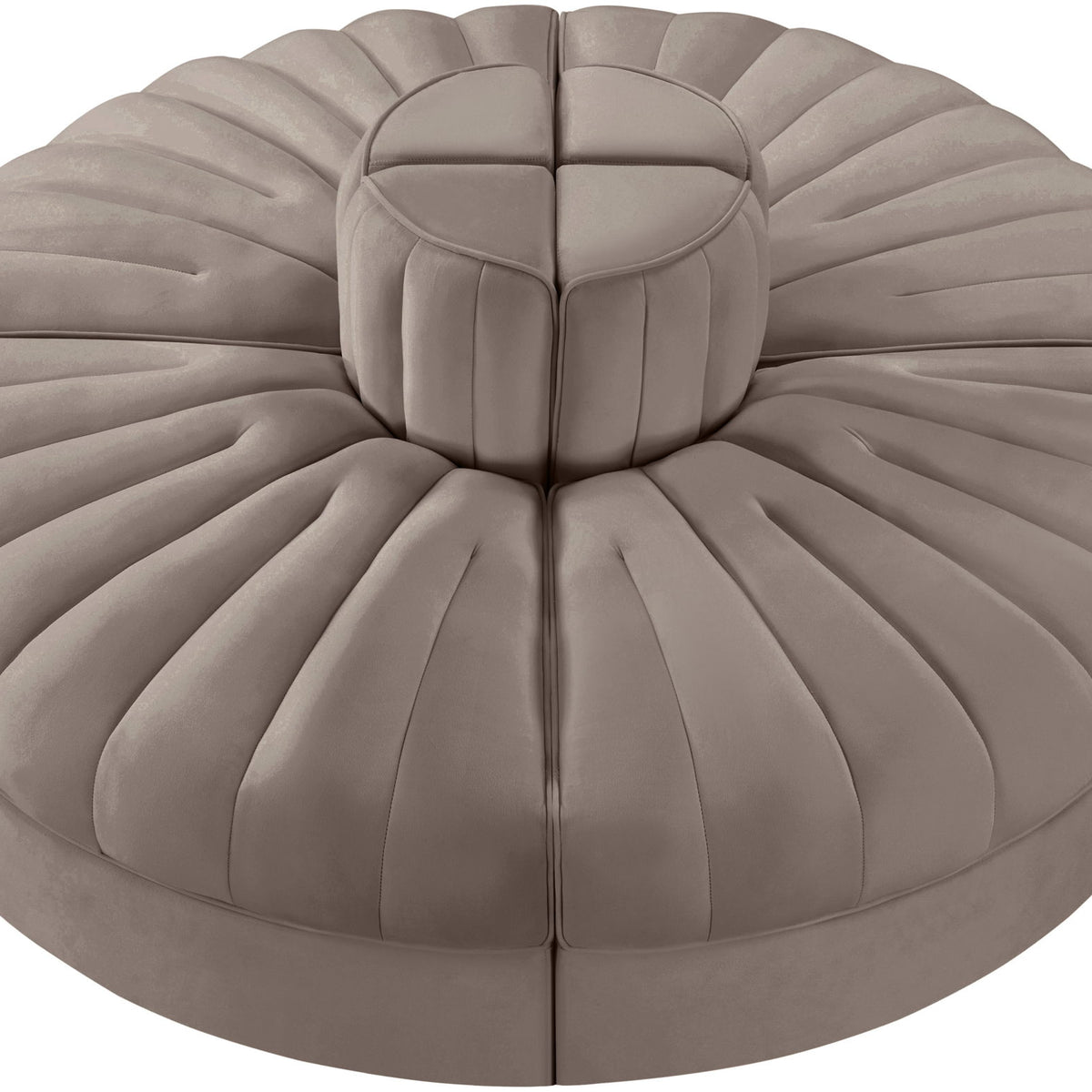 Rummi - Round Velvet Performance Fabric Upholstered 4 Piece Modular Sofa