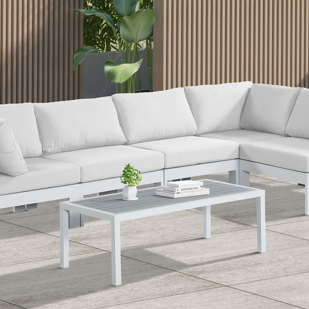 Nizuc - Outdoor Patio 5 Piece Modular Sectional With White Frame