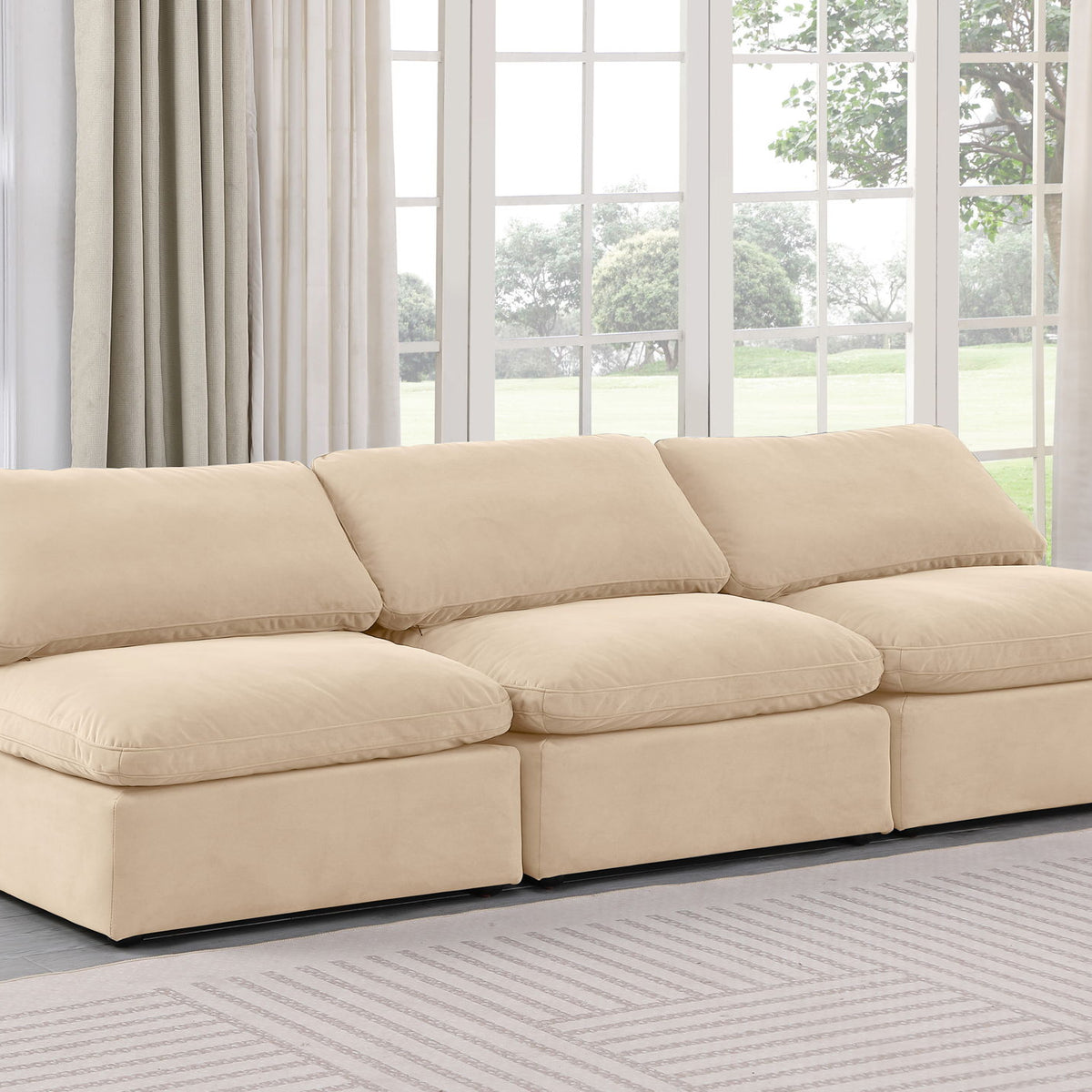 Indulge - Velvet 3 Seat Modular Armless Sofa