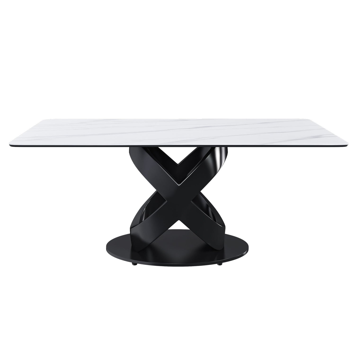 Rectangular Dining Table, For Dinner Party, 4 Chairs - Black / White