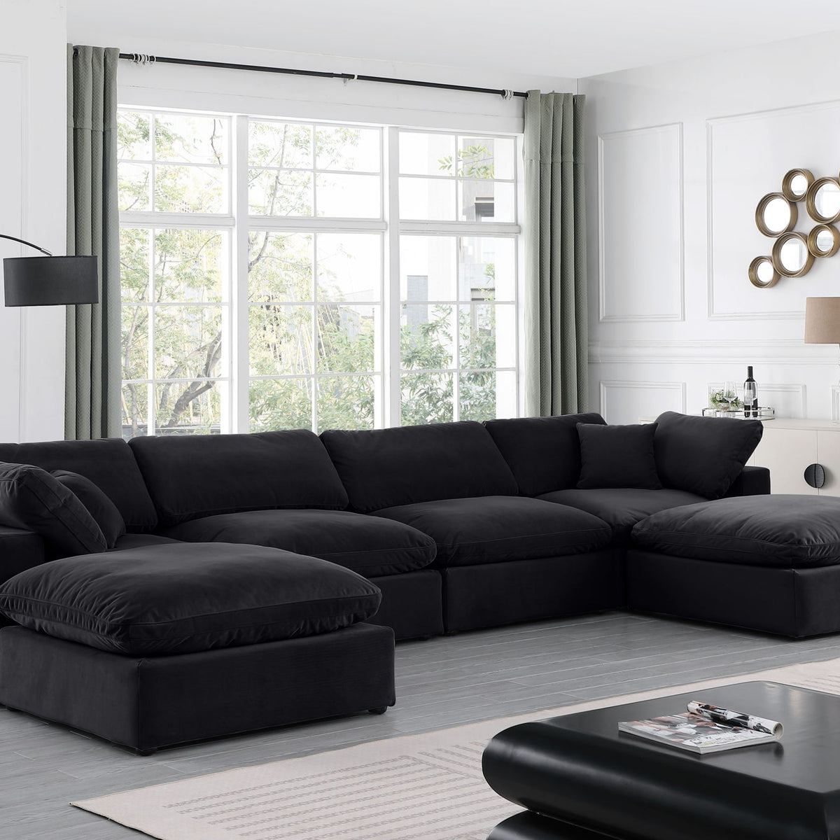 Comfy - 6 Piece Velvet Modular Double Chaise Sectional