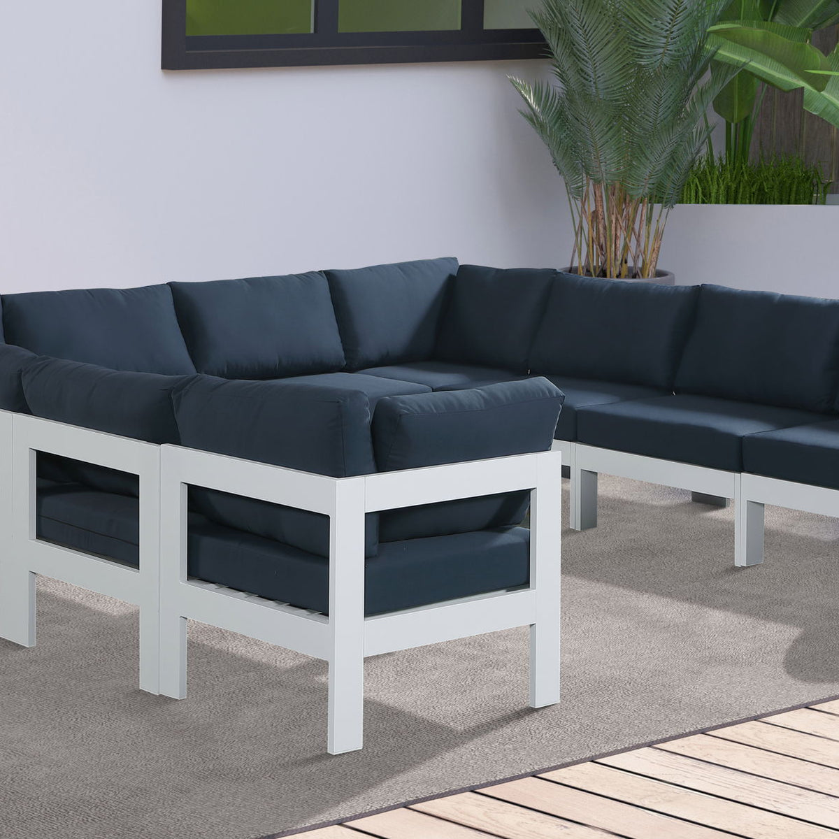 Nizuc - Outdoor Patio 10 Piece Modular Sectional With White Frame