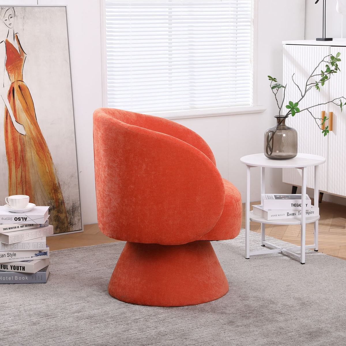 Swivel Accent Chair Armchair, Round Barrel Chair For Living Room Bedroom