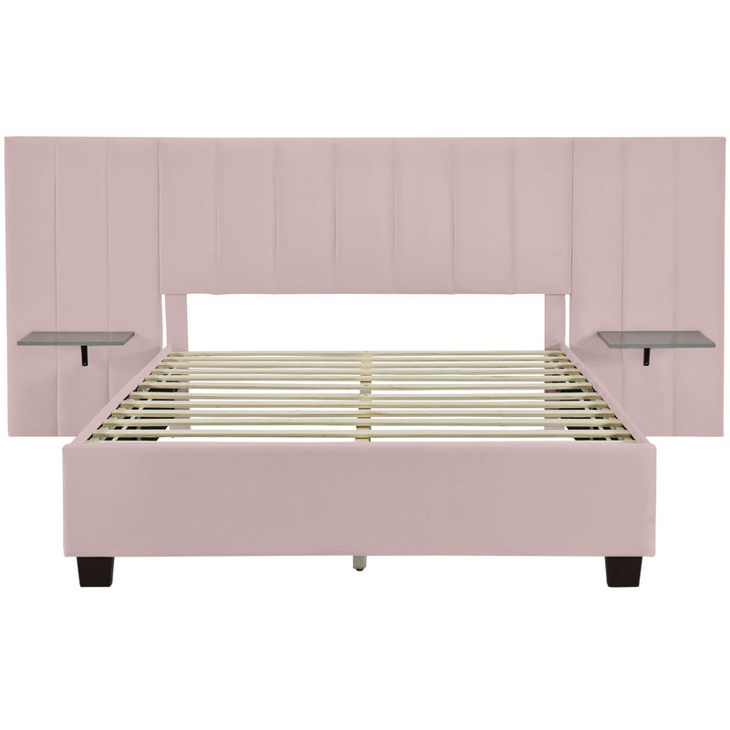 Upholstered Platform Bed With Big Headboard