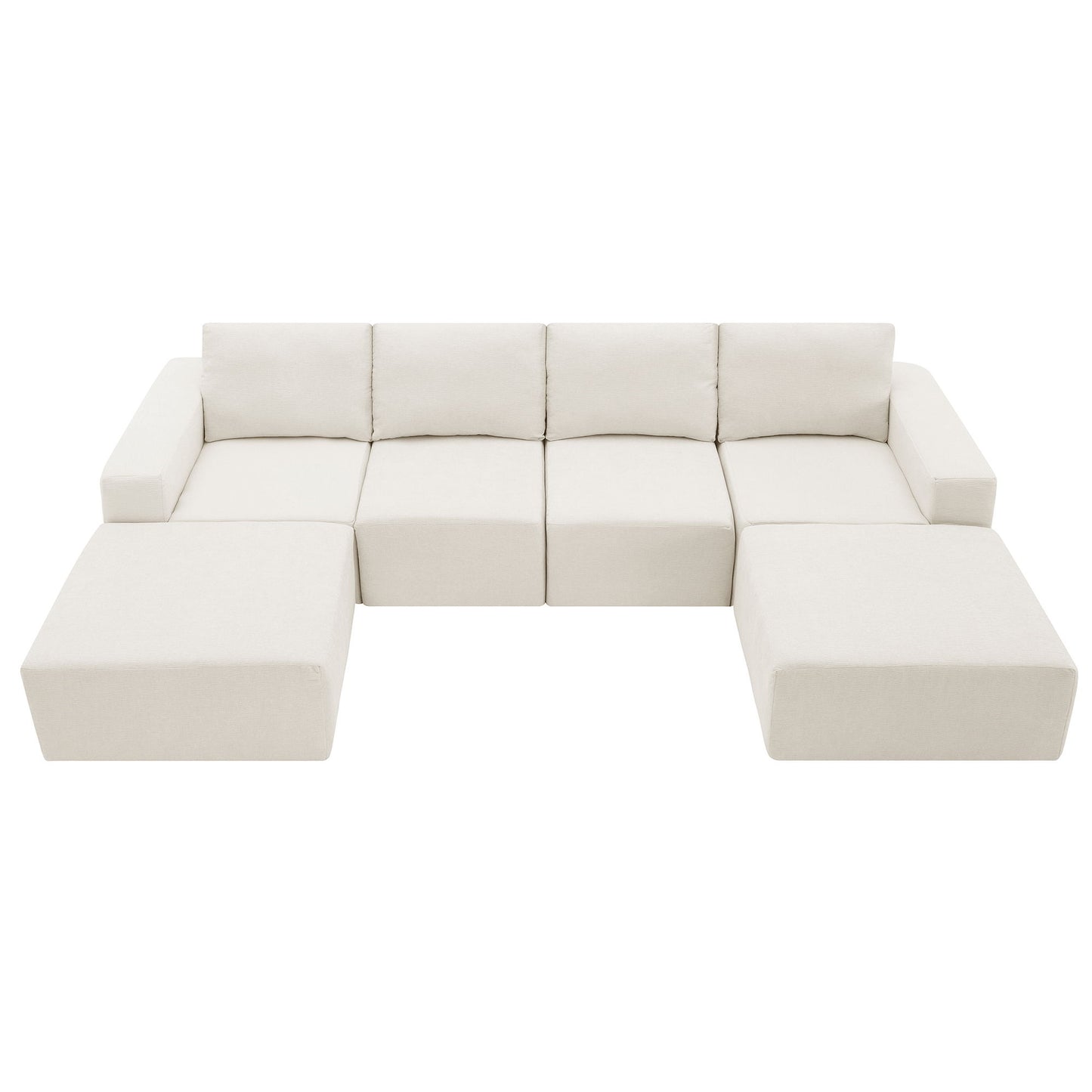 Modular U-Shaped Sectional Sofa, Luxury Chenille Floor Couch Set, Upholstered Indoor Furniture, Foam - Filled Sleeper Sofa Bed For Living Room, Bedroom, Free Combination