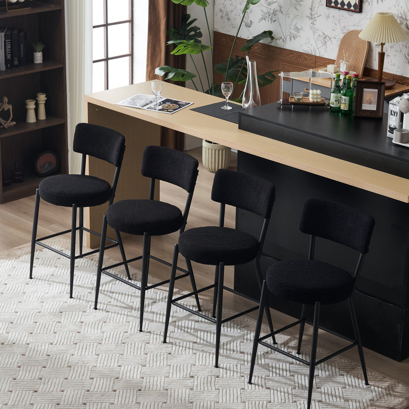 Modern Teddy Fabric Upholstered Bar Stools - Legs