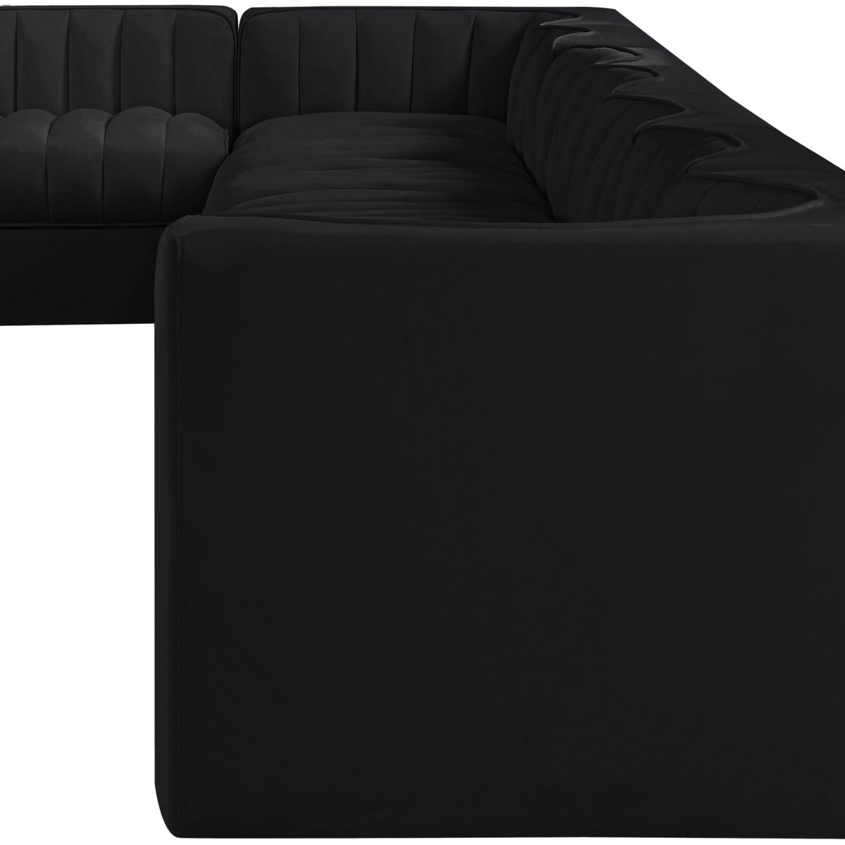 Rummi - Velvet Performance Fabric Upholstered 8 Piece Modular Sectional, L-Shaped (Right)
