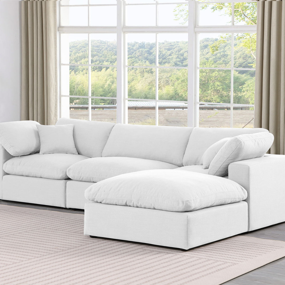 Comfy - 4 Piece Linen Fabric Modular Sectional With Chaise