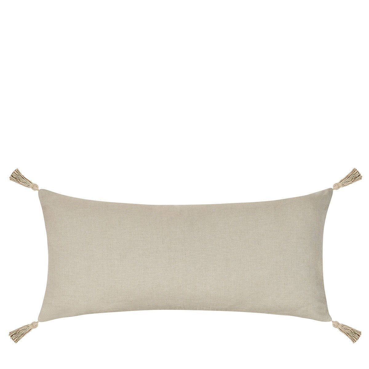 Natural plain lumbar pillow with four corner tassels