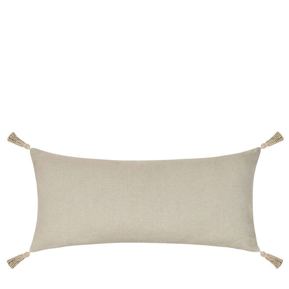 Natural plain lumbar pillow with four corner tassels