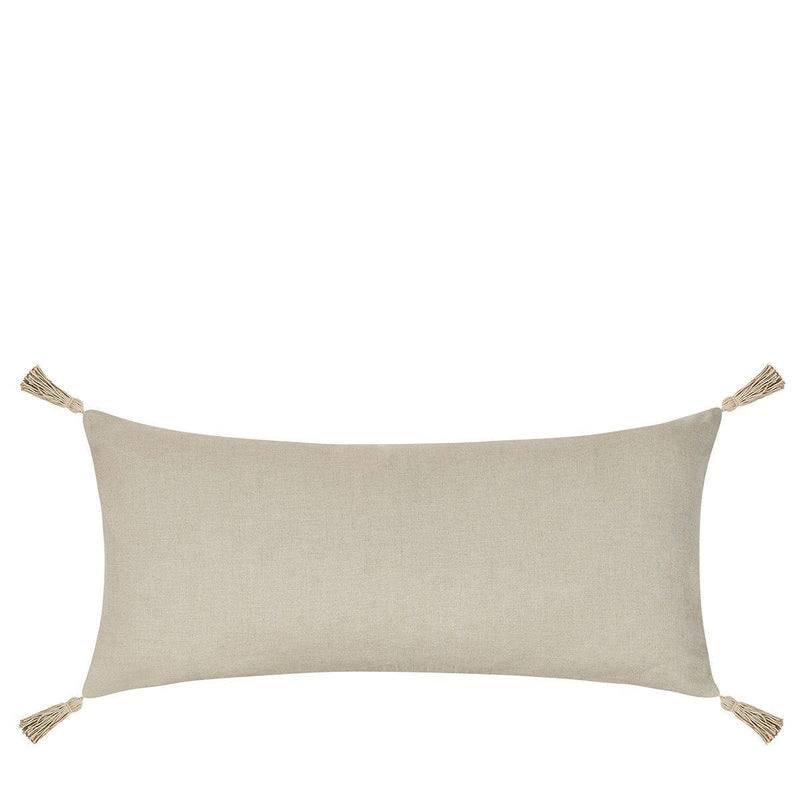 Natural plain lumbar pillow with four corner tassels