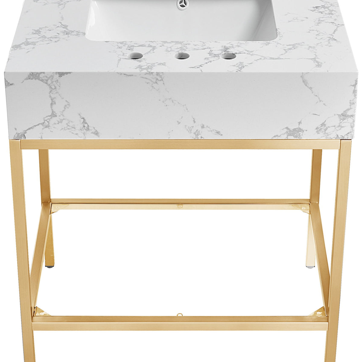 Marmo - Engineered Marble Bathroom Vanity With Gold Base