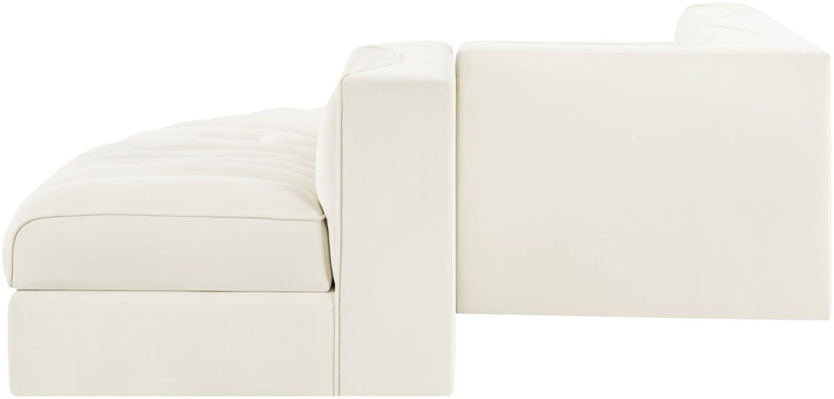 Rummi - Rounded Velvet Performance Fabric Upholstered 5 Piece Modular Sectional