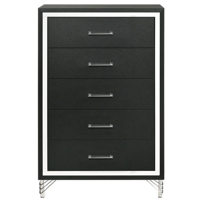 Lucia - 5-Drawer Bedroom Chest Of Drawers - Black