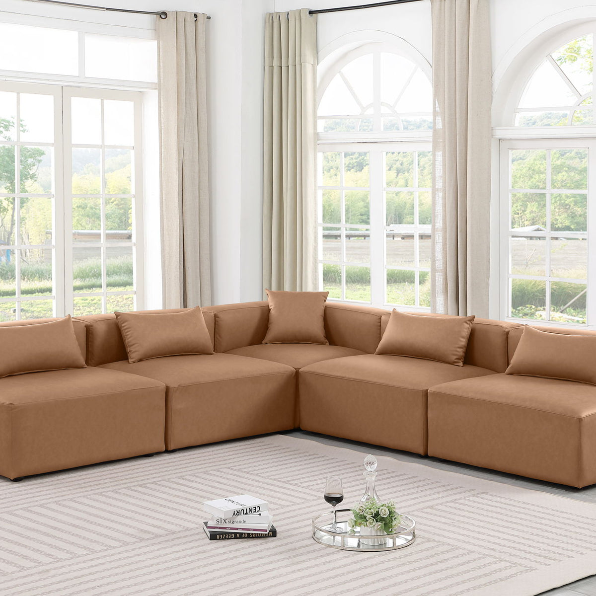 Cube - 5 Piece Modular Corner Armless Sectional