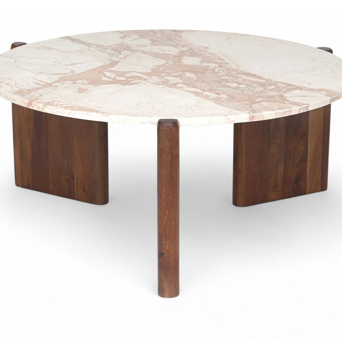 Varenna - Marble Top And Acacia Wood Base Coffee Table - Cream