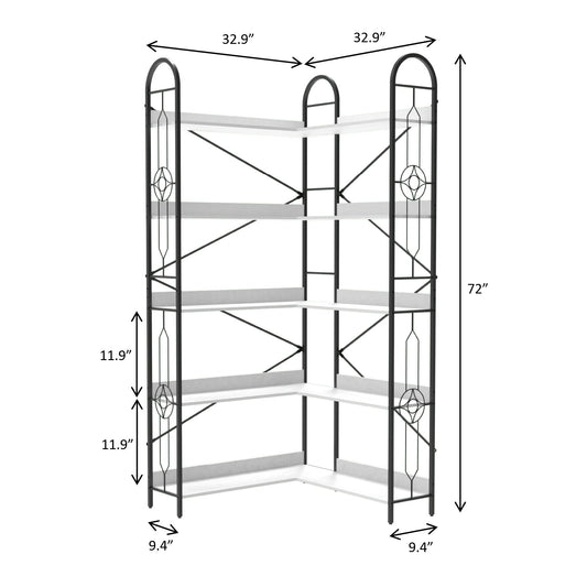 Industrial Style Corner Bookshelf With Thickened Iron Frame