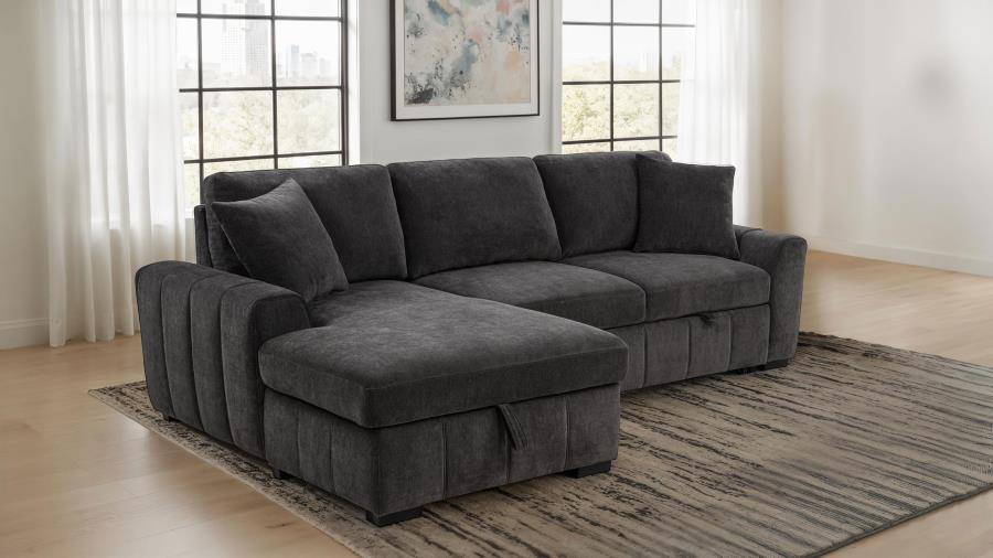 Pastrana - LAF Chaise With 1 Piece Pillow, Box 2 of 2 - Charcoal Gray