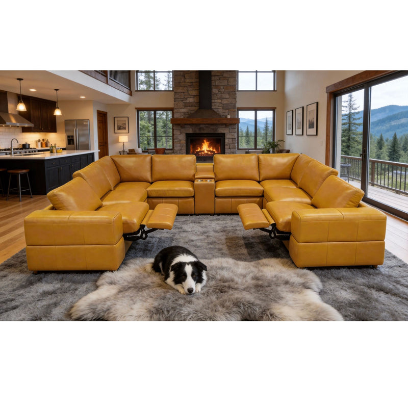 Upholstered Large Arms Sectional With Recliner Seats