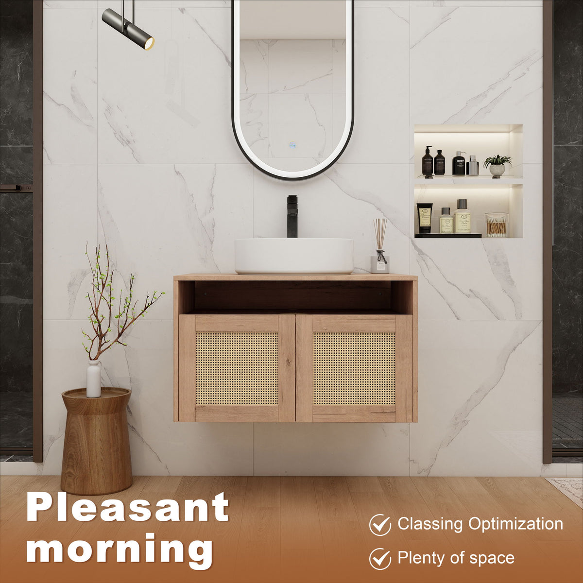 Bathroom Vanity & Art Sink, 2 Soft Close Doors, Float Mounting Design