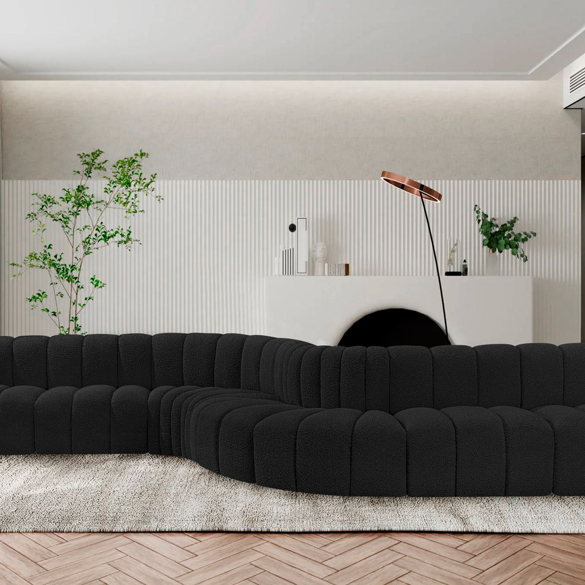 Arc - Boucle Fabric 8 Piece Curved Modular Sofa