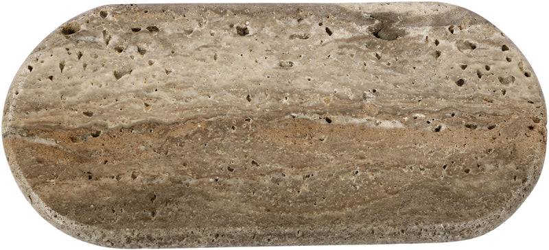 Genuine marble tray, oval beige stone with dark speckles and subtle veining