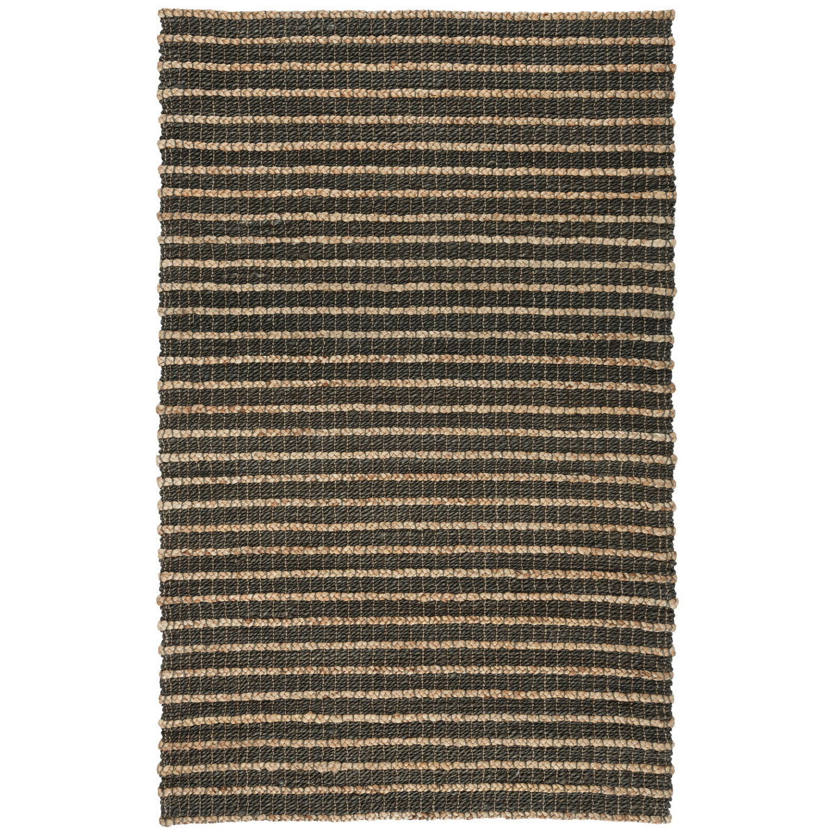 Carlsbad rug in brown and ivory stripes, flatwoven with bound edges