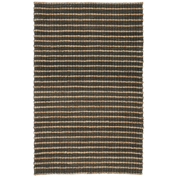 Carlsbad rug in brown and ivory stripes, flatwoven with bound edges