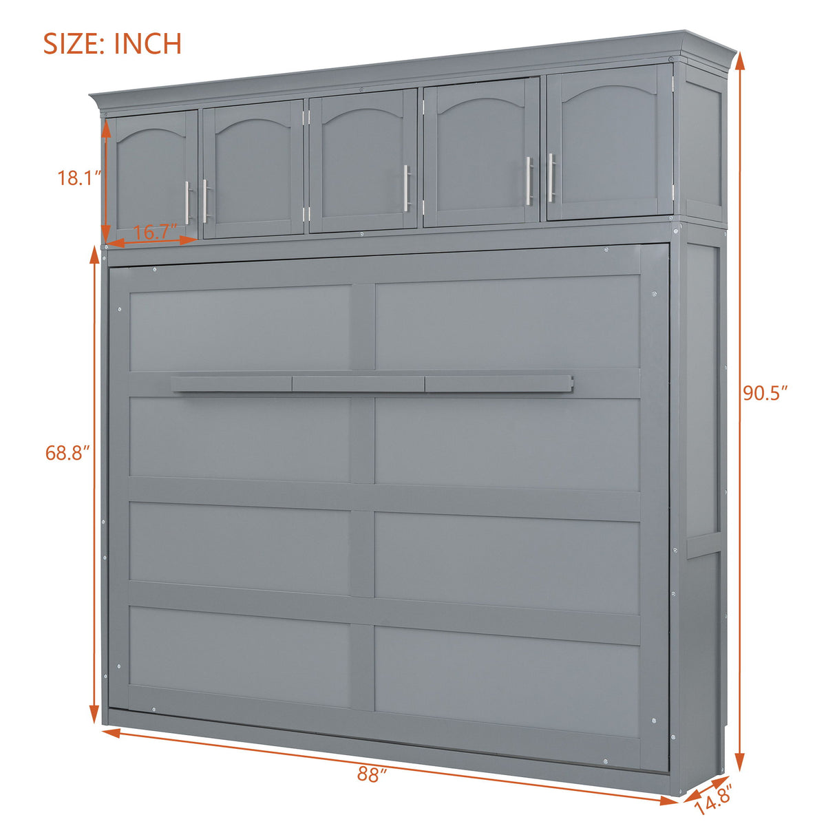 Murphy Modern Bed With Top Cabinets For Space Saving And Comfort