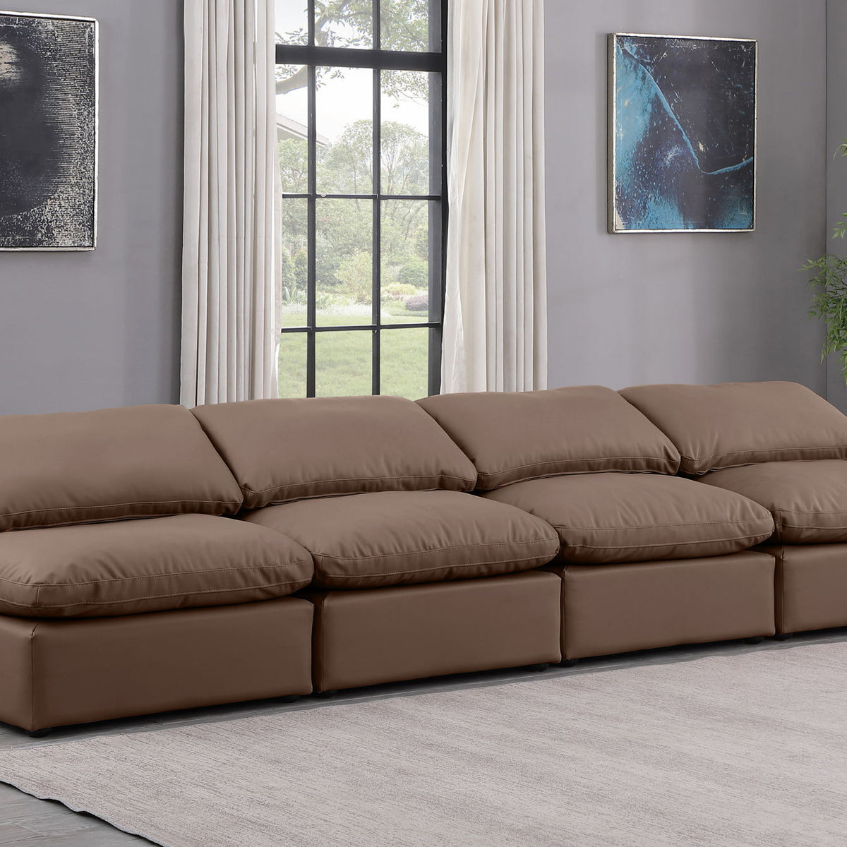 Indulge - Faux Leather 4 Seat Modular Armless Sofa