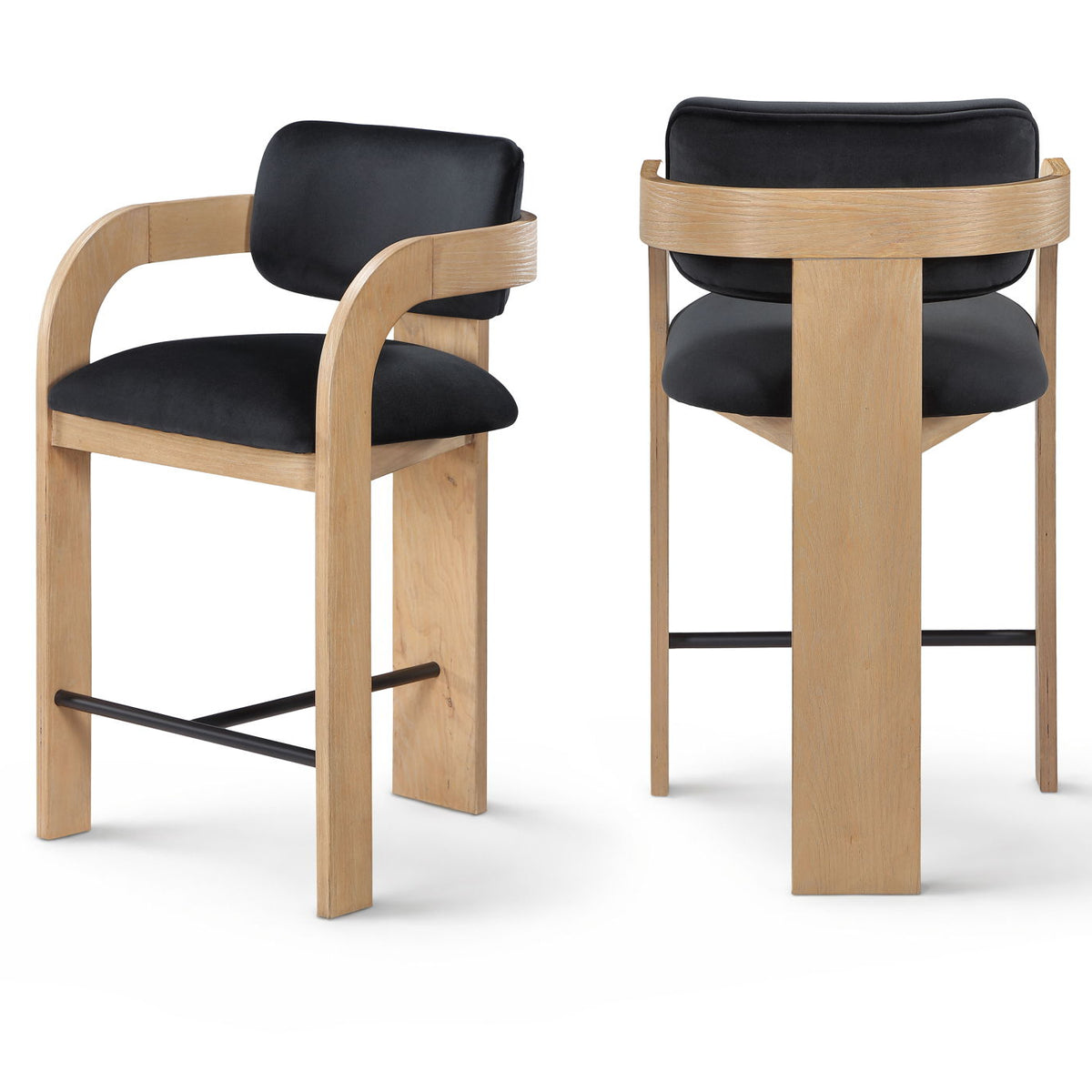 Cedra - Velvet Performance Fabric Upholstered Counter Stool - Natural Frame