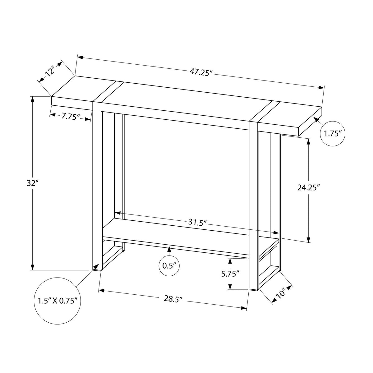 Accent Console Table For Entryway, Design Style