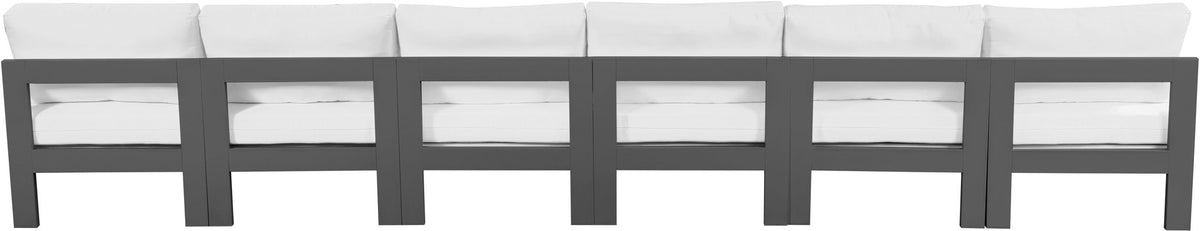 Nizuc - Outdoor Patio 6 Seat Armless Modular Sofa With Gray Frame