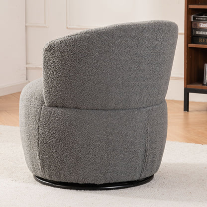 Swivel Accent Chair, Contemporary Round Armchair With 360 Degree Rotation And Metal Base For Living Room Elegance