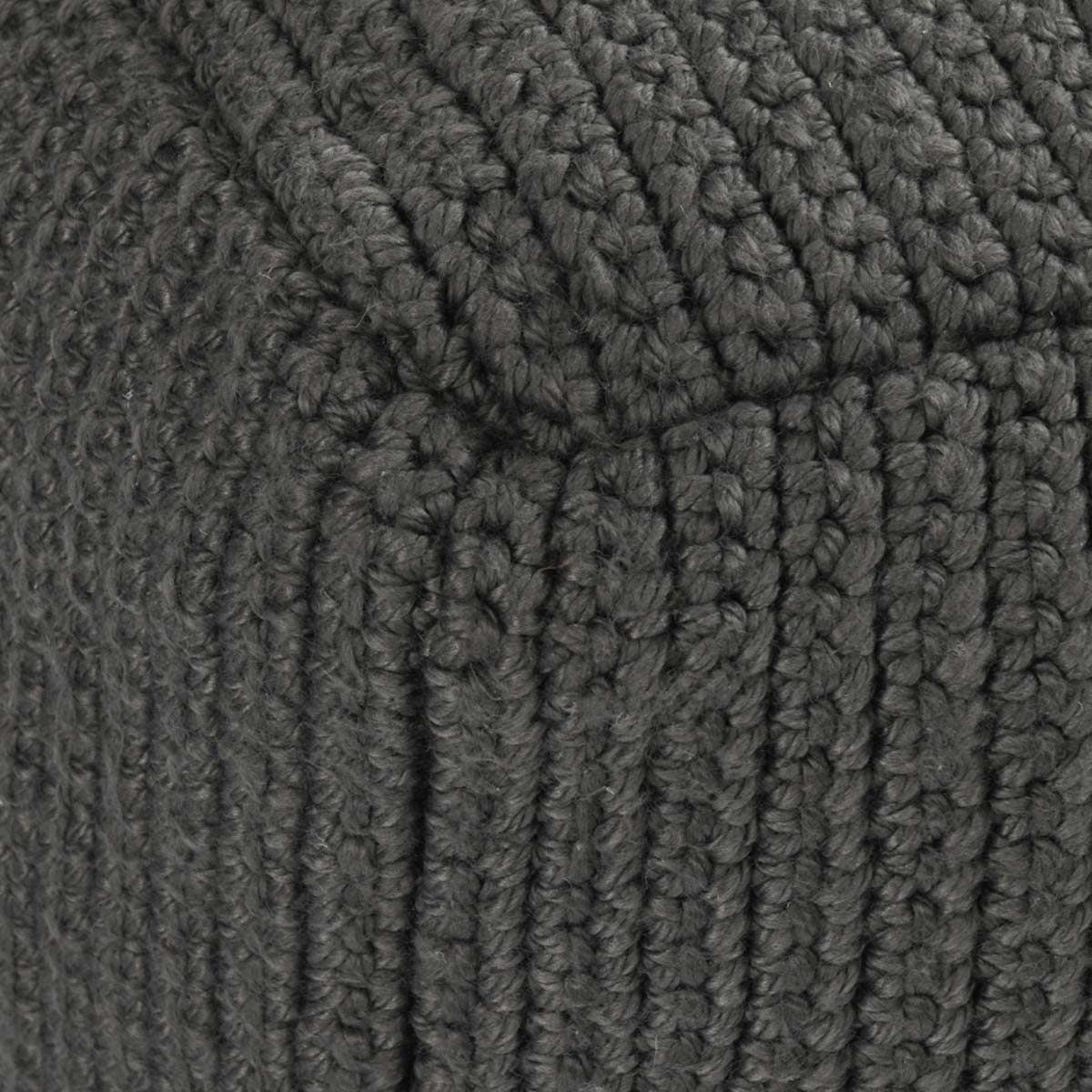 Prism pouf in dark gray knit fabric, textured tufted surface