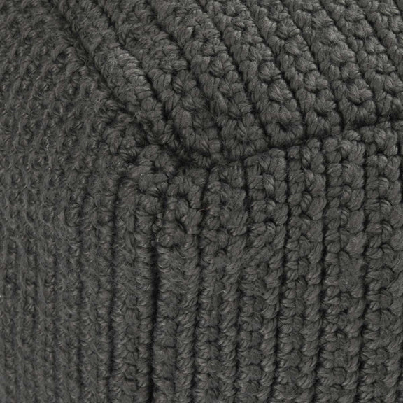 Prism pouf in dark gray knit fabric, textured tufted surface