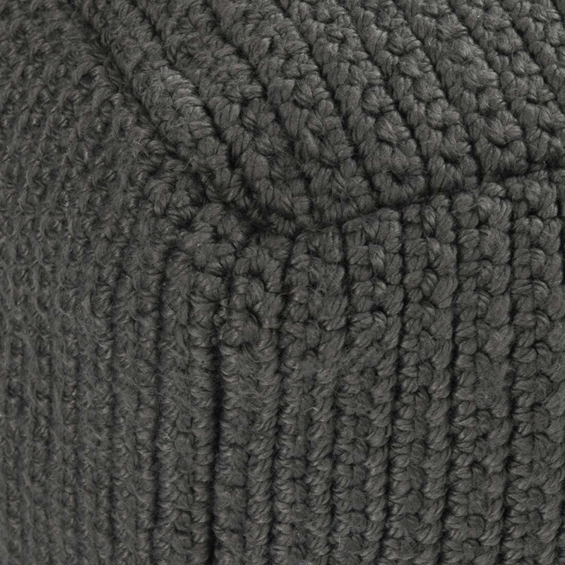 Prism pouf in dark gray knit fabric, textured tufted surface