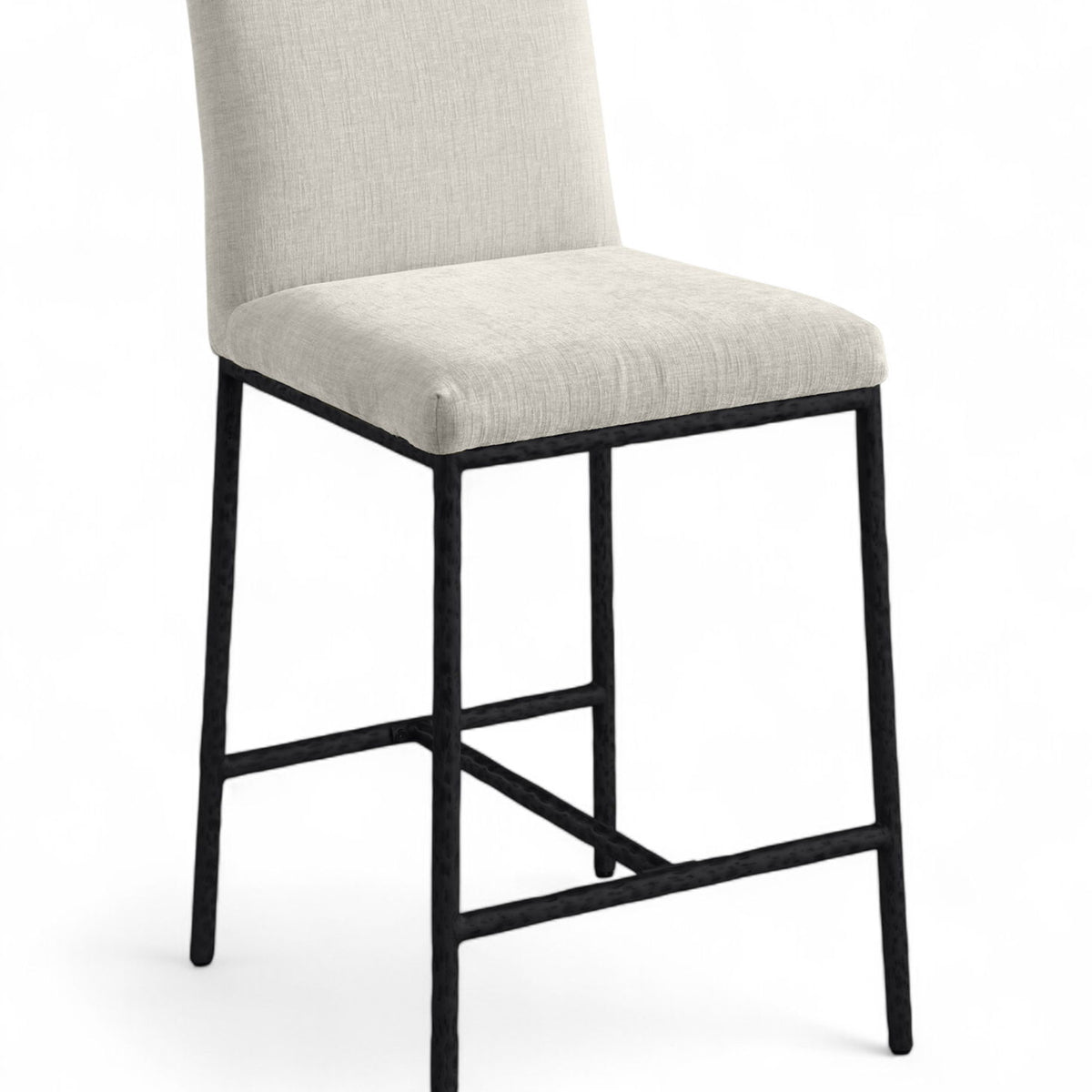 Reeves - Chenille Fabric Upholstered Counter Stool (Set of 2) - Black Base