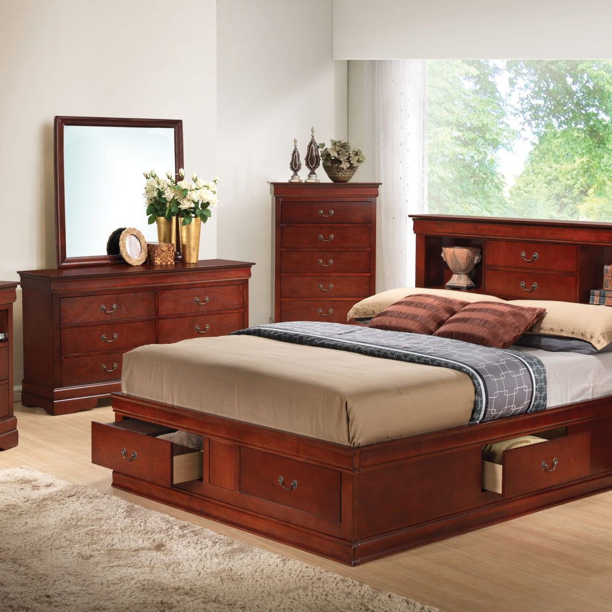 Louis Phillipe - Bookcase Storage Bed
