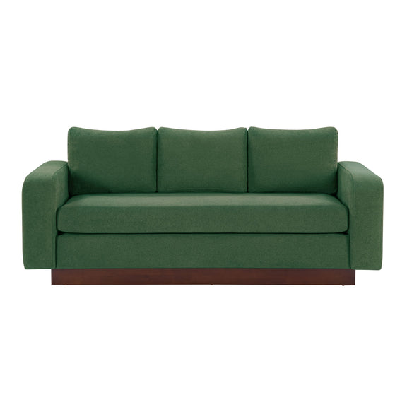 Dark green 3-seater sofa with tufted back cushions and track arms