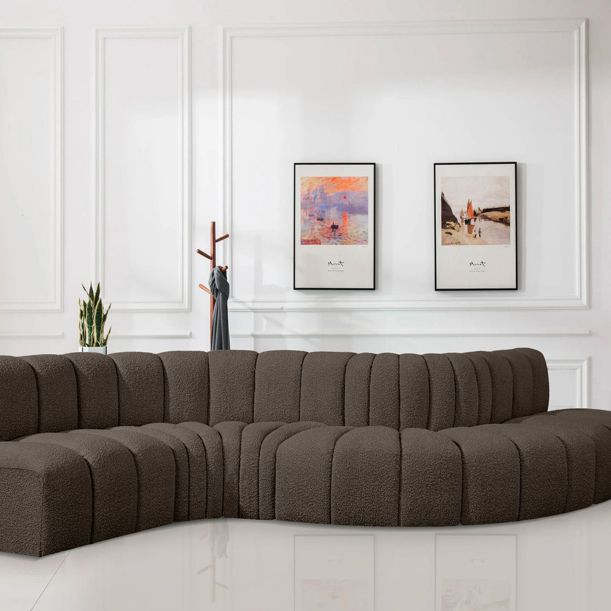 Arc - Boucle Fabric 6 Piece Curved Modular Sofa