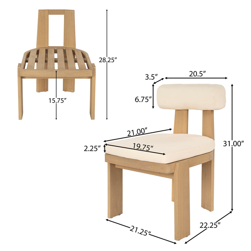 Dining Chairs With Rolled Cushion Back & Seat, Indoor Outdoor (Set of 2)