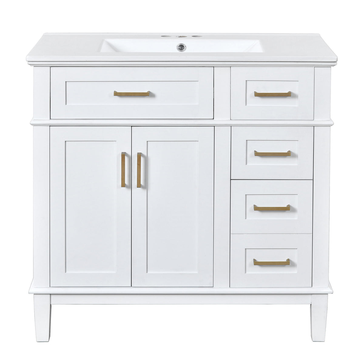 Modern Bathroom Vanity With Ceramic Sink, Soft Close Storage Cabinet